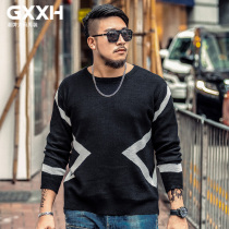GxxH large size mens fashion brand autumn new pullover loose sweater plus fat increase thread coat color knitwear