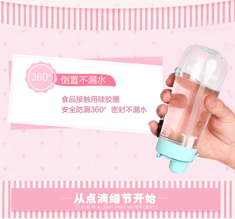 Woburn trẻ em cốc nước mẫu giáo hộ gia đình cốc nhựa rơi và cốc cầm tay dễ thương rò rỉ với rơm - Tách bình đun nước giữ nhiệt