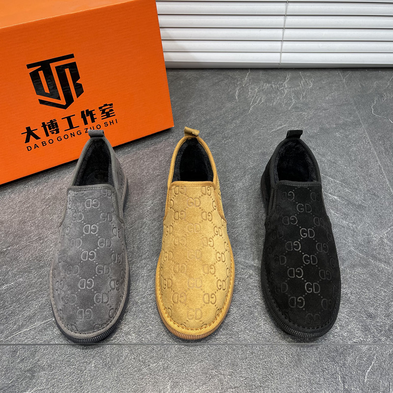 Winter men's shoes 2022 new trend leather cotton shoes low top shoes soft bottom driving slip on men's casual shoes