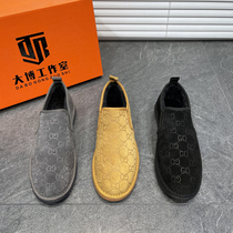 Winter mens shoes 2022 new trend leather cotton shoes low top shoes soft bottom driving slip on mens casual shoes