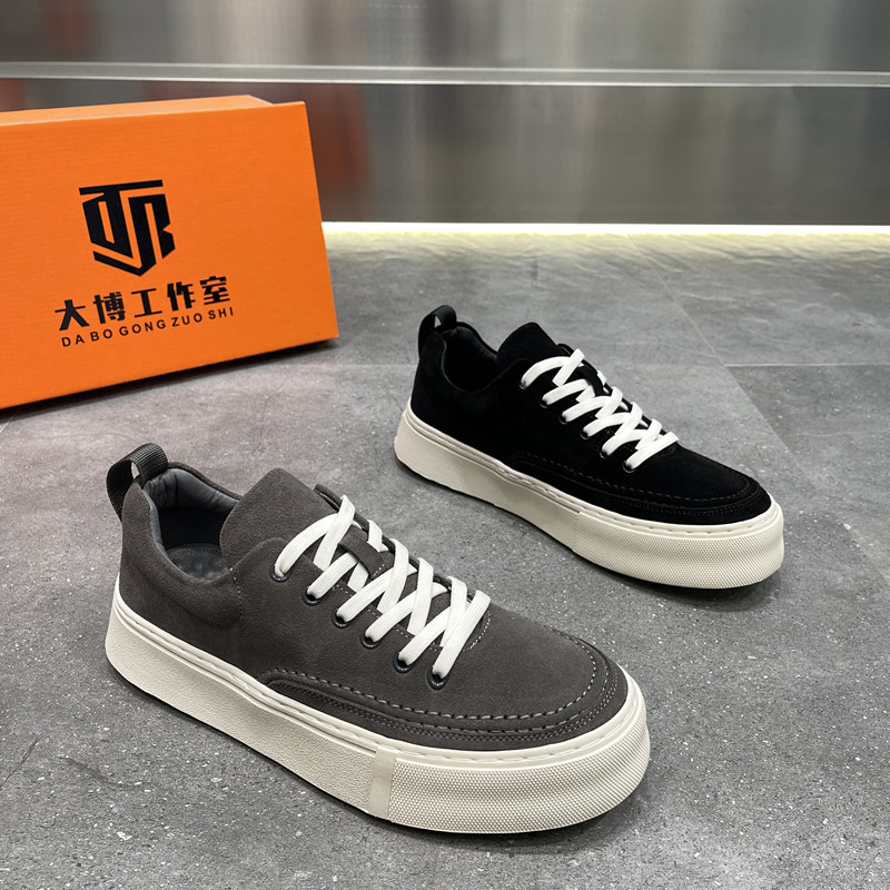 Shoes men 2022 new autumn leather plate shoes trend hundred thick soles sneakers low gang lace shoes