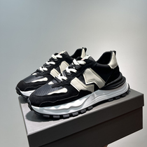 Mens shoes 2022 new winter gush genuine leather sneakers trendy 100 ride thick bottom old daddy shoes Soft bottom casual shoes