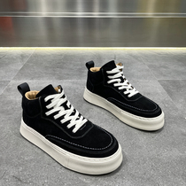 Cotton shoes mens winter 2022 new genuine leather high help shoes trendy thick bottom plus suede board shoes 100 hitch soft bottom casual shoes man