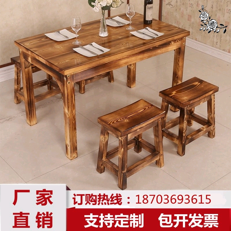 Thickened home fast dining table and chairs Xiaoyang hot pot noodle restaurant large stall snack bar canteen restaurant carbonized table and chair combination