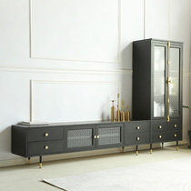 Home French retro TV cabinet side cabinet combination modern light luxury living room TV cabinet floor cabinet small red book with the same style