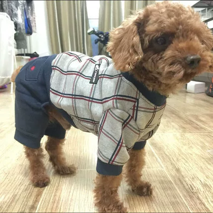 Собачья одежда плюшевая осень и зимняя щенка кошачья домашняя одежда VIPS, а не медведя Corgi четырехдубленная одежда для хлопчатобумажной одежды