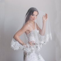 New Korean Bride wedding headdress high-end retro water soluble hollow lace lace headgear accessories Veil