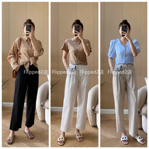 Flipped focus on recommended Entrance ~ South Korea Order Ring Buckle Design Small Straight Cylinder Casual Pants 210611