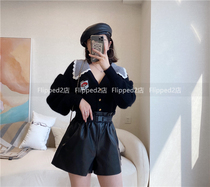 Flipped Z ya aged mushroom embroidered knitted cardigan leather shorts 200930