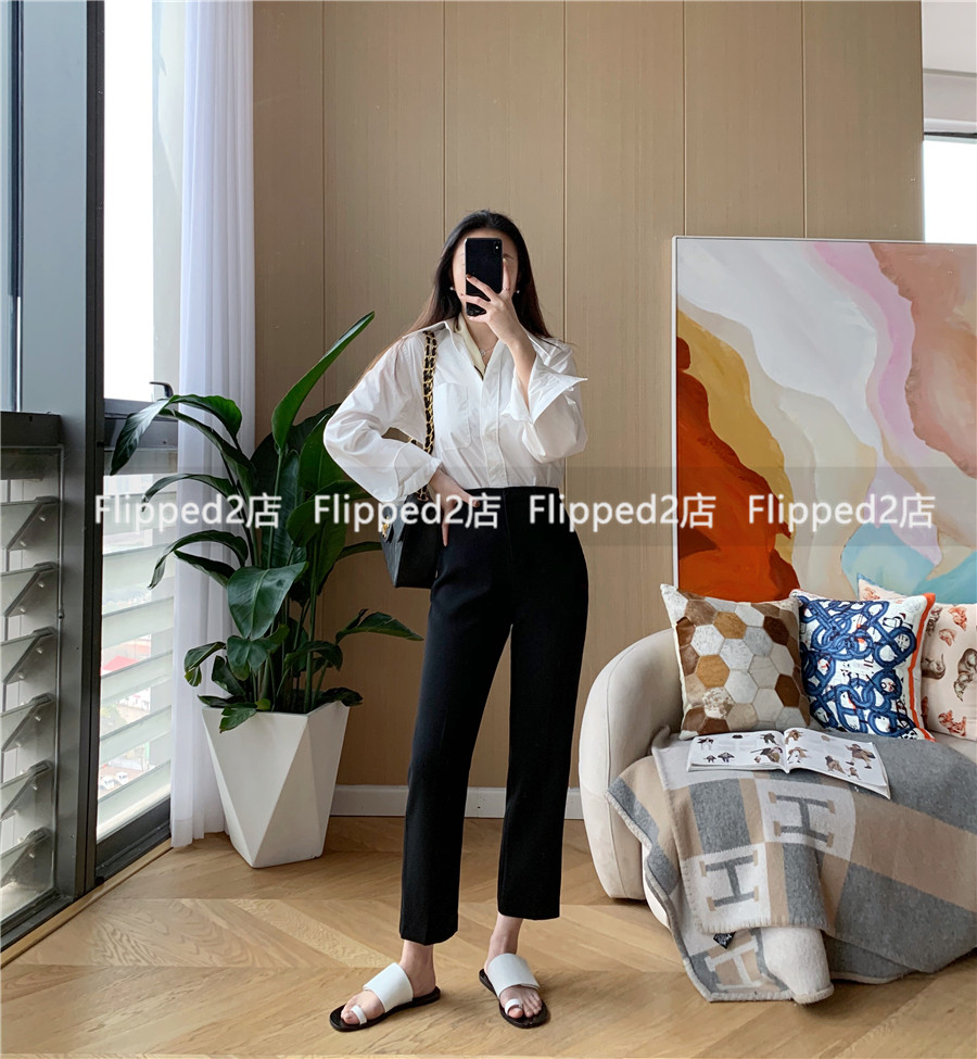 Flipped Pants Type One Menopause Executive TH* Acetate Pure Color Classic Commute Straight Silo Western Pants