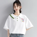 Белая дизайнерская летняя футболка polo, тренд сезона, с вышивкой