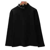 孜索 Демисезонный приятный телу ретро черный лонгслив, высокий воротник