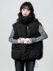 Black Stand-Collar Cotton Vest for Women, Winter 2026 New Style, Loose-Fitting Puffer Vest Jacket