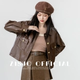 Осенняя ретро куртка, короткий лонгслив, свободный крой, в американском стиле