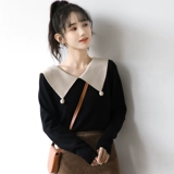 Осенний дизайнерский трикотажный черный тонкий свитер, 2020, тренд сезона, по фигуре