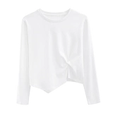 Весенний дизайнерский белый осенний короткий цветной приятный телу лонгслив, тренд сезона