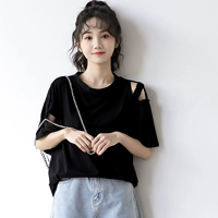 Летняя небольшая дизайнерская черная футболка для школьников, тренд сезона, оверсайз