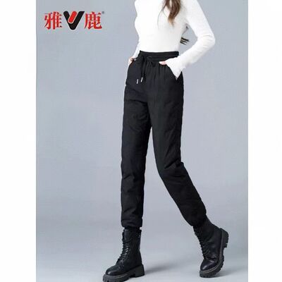 雅鹿羽绒裤子男外穿冬季保暖户外抗寒抽绳2024新款鸭绒百搭长裤