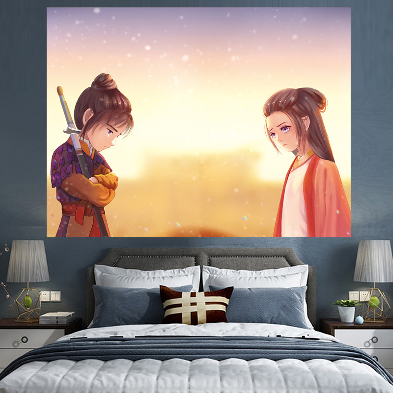Big words West Excursion Soundtrack comic background Bins Wind hanging cloth headbed Bedroom Girl Lovers Canvas Tapestries