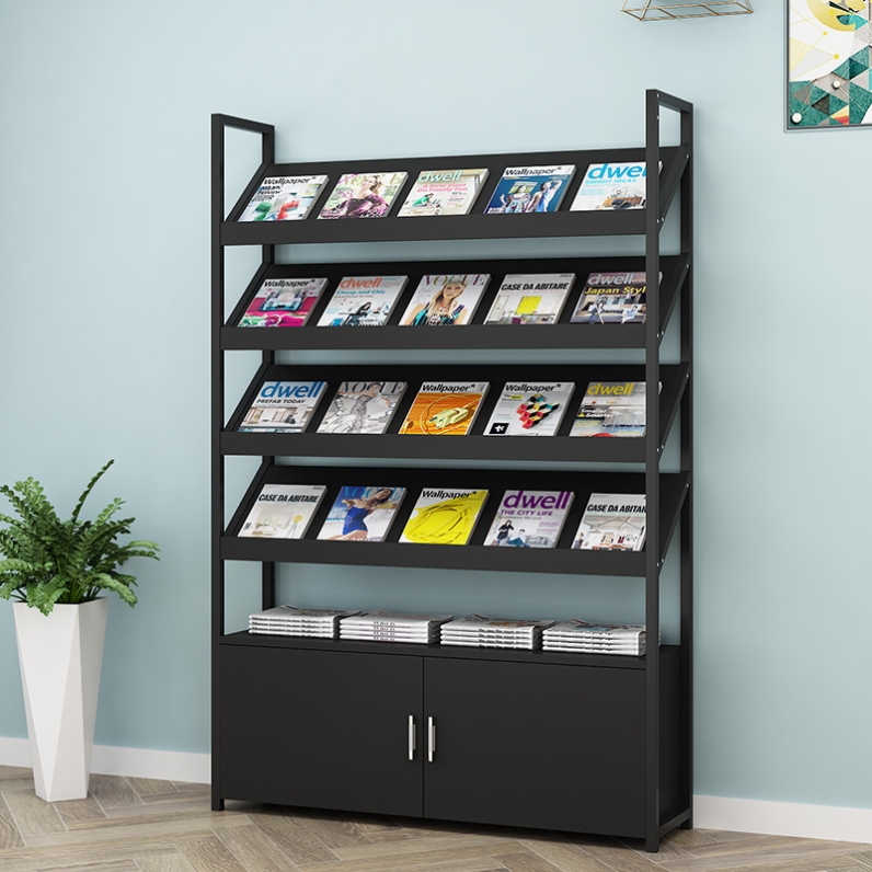 Book rack with cabinet landing promotional rack Simple data rack fashion stand thicker magazine shelves Book and magazine display frame