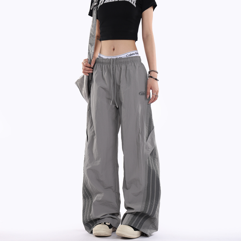 0123Start American-Style Striped Sports Cargo Pants for Men and Women, Loose Wide-Leg Straight Street Dance Quick-Dry Outdoor Pants Trendy