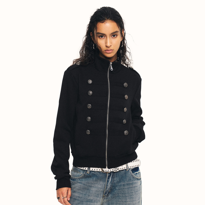 0123Start Napoleon Stand-Collar Double-Breasted Jacket for Women, European-Style Court Vintage Style Short Slim-Fit Jacket 0123Start Napoleon Stand-Collar Double-Breasted Jacket for Women, European-Style Court Vintage Style Short Slim-Fit Jacket