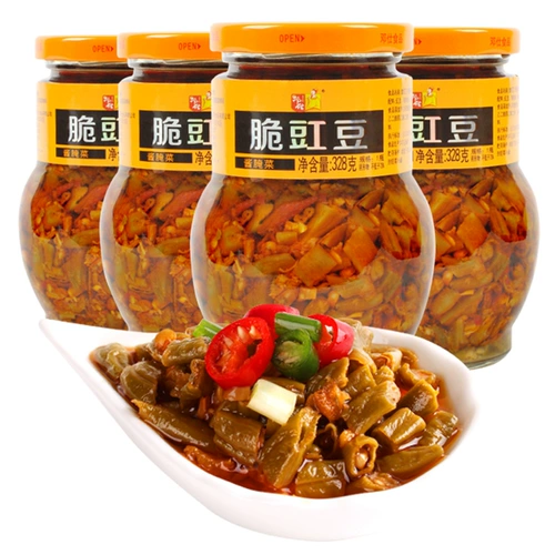 邓仕 Хрустящая фасоль 328G*4 Специализированная смесительная смеси с лапшой с лапшой, кислые бобы, ароматизирующий соус, ароматный горчичный напиток и гарниры с боковыми блюдами