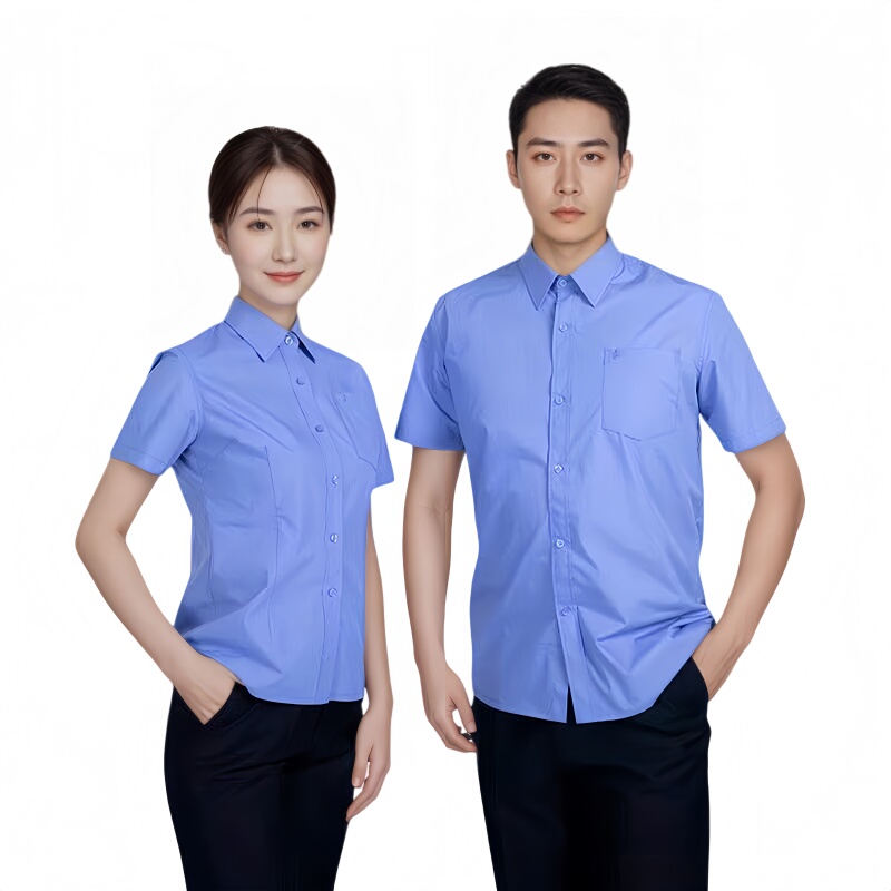 Workwear Short-Sleeve Shirts for Men and Women, 2026 New Summer Blue Style, Suitable for Both Inner and Outer Wear, Half-Sleeve Uniform Tops
