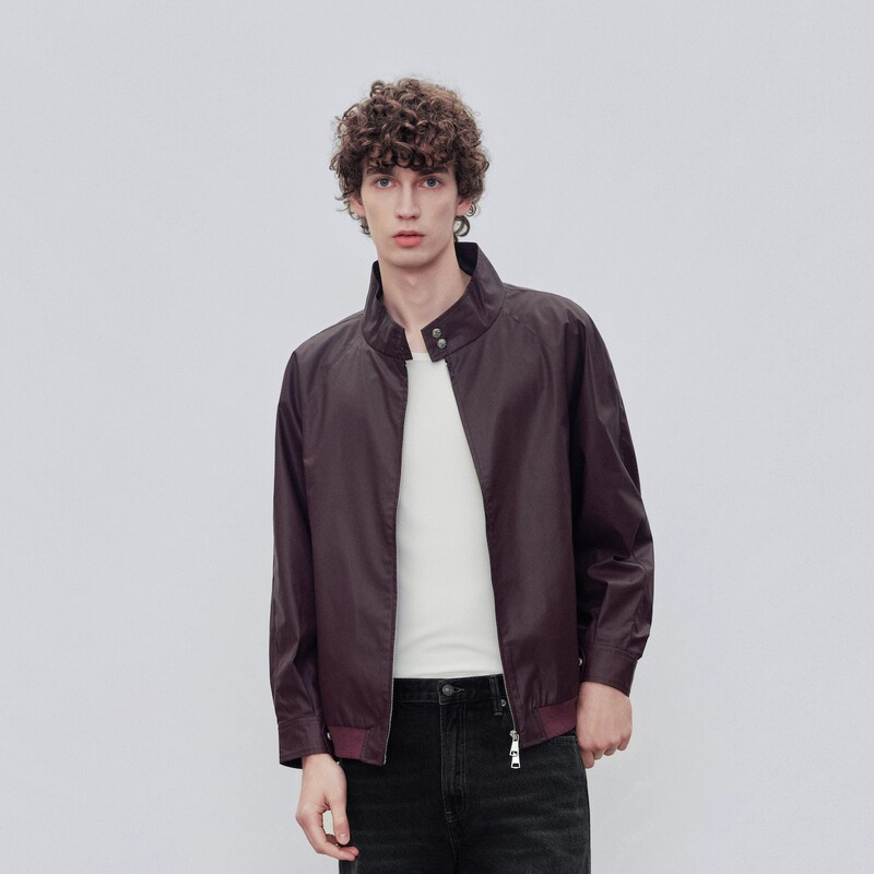 Masdoctor Zipper Pure Cotton Oil Wax Texture Cleanfit Beige Burgundy Jacket Eternal Flower