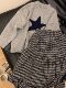 Soft and Cozy Five-Pointed Star Round-Neck Pullover Knit Top for Women, Gray Graffiti Loose Fit Autumn and Winter Lazy College Style Sweater