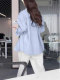 French-Style Blue Long-Sleeved Shirt for Women, Summer New Popular Style, Loose, Lazy Style, Casual Sun Protection Shirt Jacket
