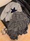 Soft and Cozy Five-Pointed Star Round-Neck Pullover Knit Top for Women, Gray Graffiti Loose Fit Autumn and Winter Lazy College Style Sweater