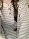 Soft and waxy Korean style contrasting color design striped long-sleeved winter 2026 new style loose right shoulder slimming age-reducing sweater top
