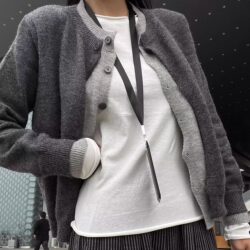2026 New Korean-Style Chic Patchwork Color-Blocked Faux Two-Piece Knitted Cardigan Jacket for Women, Casual Outerwear Sweater Top