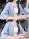 French-Style Blue Long-Sleeved Shirt for Women, Summer New Popular Style, Loose, Lazy Style, Casual Sun Protection Shirt Jacket
