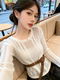 Recommended for Personal Collection~ High-End Hollow-Out Crochet Long-Sleeve Knit Top for Women, Early Spring New Style with Belt, Thin Top