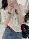 French-Style Hollow-Out Ice Silk Short-Sleeve Knit Top for Women, Summer Ripped Thin Stylish Short Cover-Up Blouse