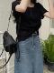 French-Style Hollow-Out Ice Silk Short-Sleeve Knit Top for Women, Summer Ripped Thin Stylish Short Cover-Up Blouse