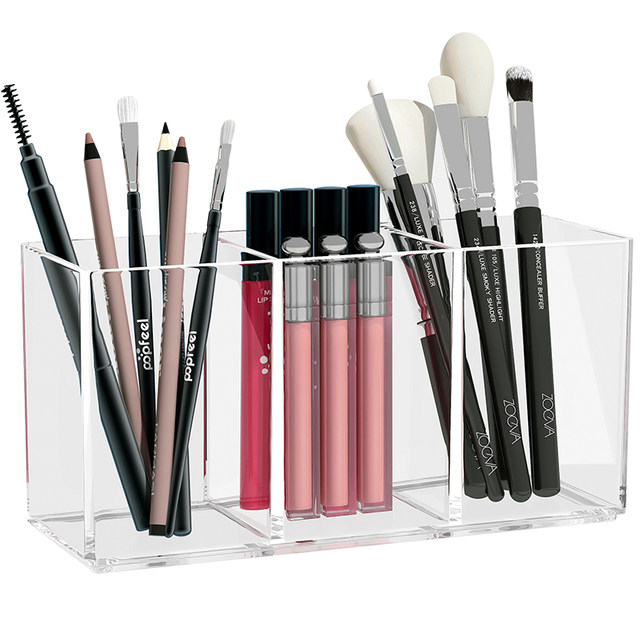 Makeup brush storage tube desktop transparent acrylic pen barrel mirror cabinet makeup eyebrow pencil lipstick storage ອົງການຈັດຕັ້ງເຄື່ອງສໍາອາງ