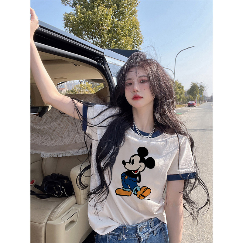 Next Moon British Co-Branded Korean-Style Mickey Short-Sleeve T-Shirt for Women, Summer 2026 New Style, Loose and Versatile, Age-Reducing Trendy