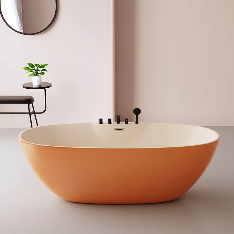 Acrylic Small-Sized Matte Colorful Seamless Modern High-End Oval Trendy Hotel Project Homestay Home Bathtub Acrylic Small-Sized Matte Colorful Seamless Modern High-End Oval Trendy Hotel Project Homestay Home Bathtub
