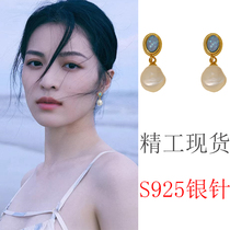 Zhong Chuxi Tongan earrings small crowdDesign feel light and luxurious S925 silver needle pearl earback 2023 new wave female