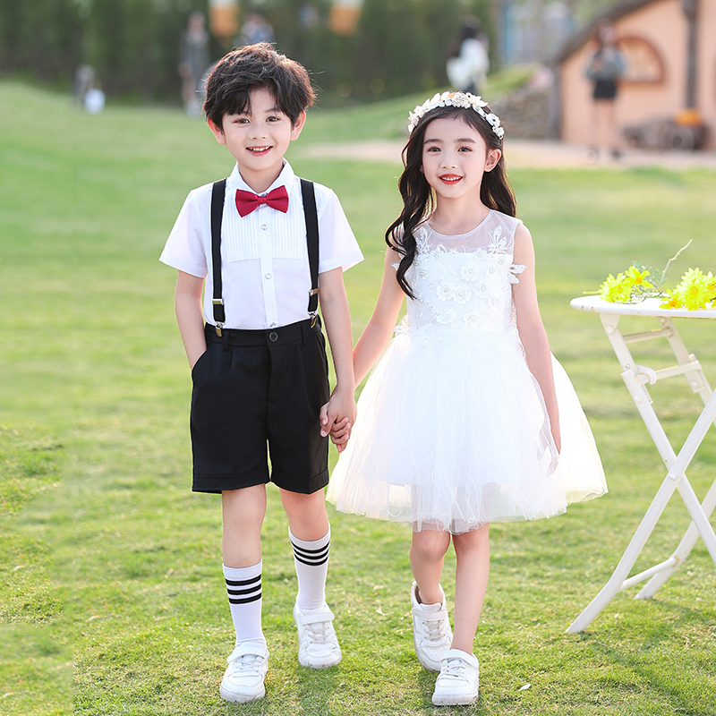 Children's Performance Costumes for June 1St: Boys' Host Costumes, Girls' White Dresses, Kindergarten Graduation Ceremony Performance Outfits Children's Performance Costumes for June 1St: Boys' Host Costumes, Girls' White Dresses, Kindergarten Graduation Ceremony Performance Outfits