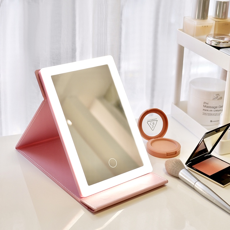 HD LED makeup mirror Desktop folding lamp mirror Home dormitory travel portable fill light desktop dressing mirror