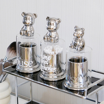 ins high-value light luxury household high-end toothpick holder personality creative cartoon glass wool swab box dental floss storage box