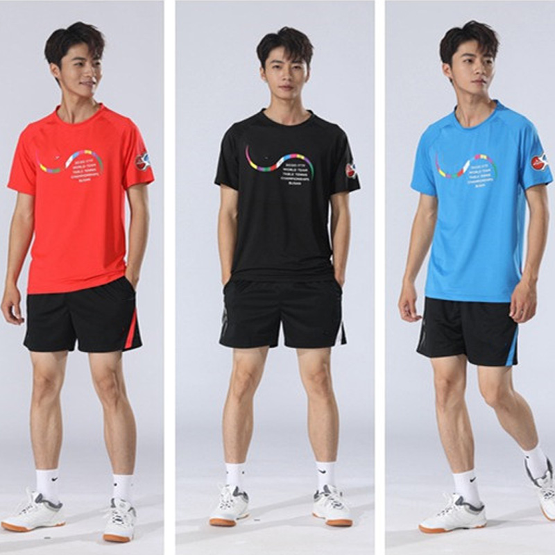 Zhang Jiko's same table tennis suit men's short sleeve speed dry world table tennis ping-pong shirt shorts suit breathable training jersey