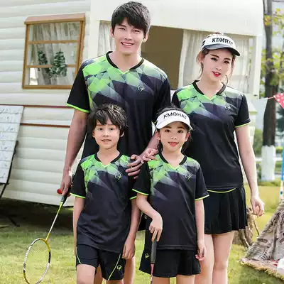 Badminton suit short sleeve round neck top shorts children's table tennis suit