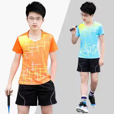Children's table tennis suit set Boys and girls summer quick-drying airtight men's and women's adult badminton clothes Tennis sportswear
