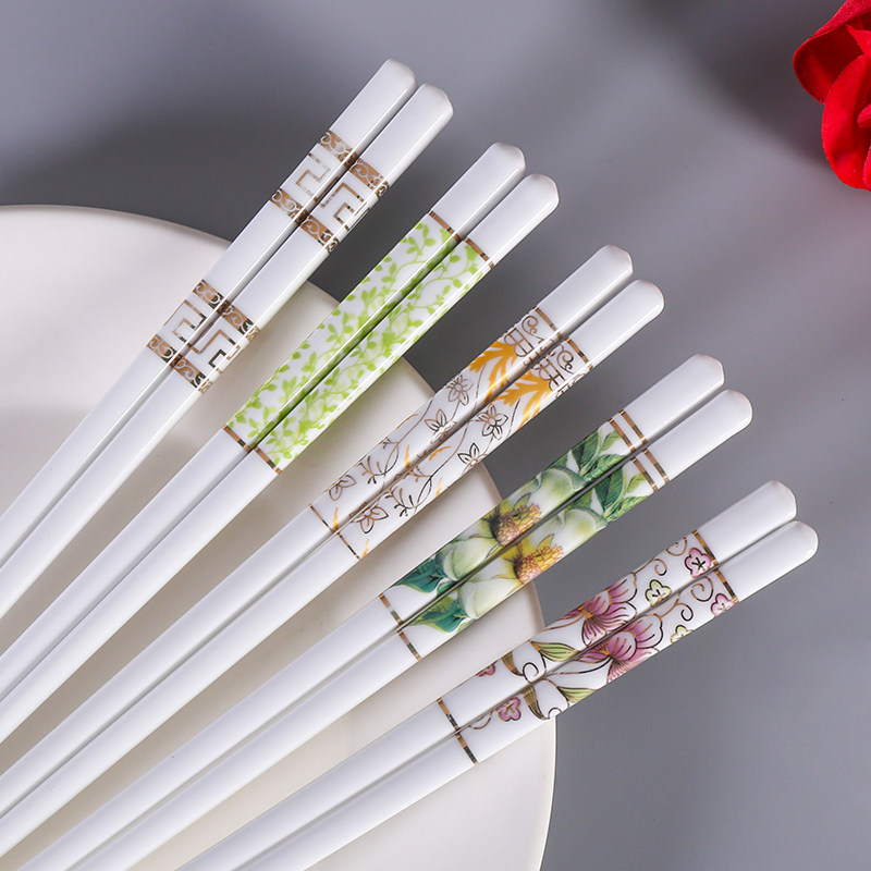 Ceramic chopsticks home high-grade bone china tableware non-slip anti-mold 10 pairs of light luxury chopsticks non-mold personality creative chopsticks