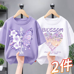 Girl Short-sleeved T-Shirt 2025 New arrival Trendy kids pure cotton Clothes Baby Summer Children's Tops Western Style T-Shirt